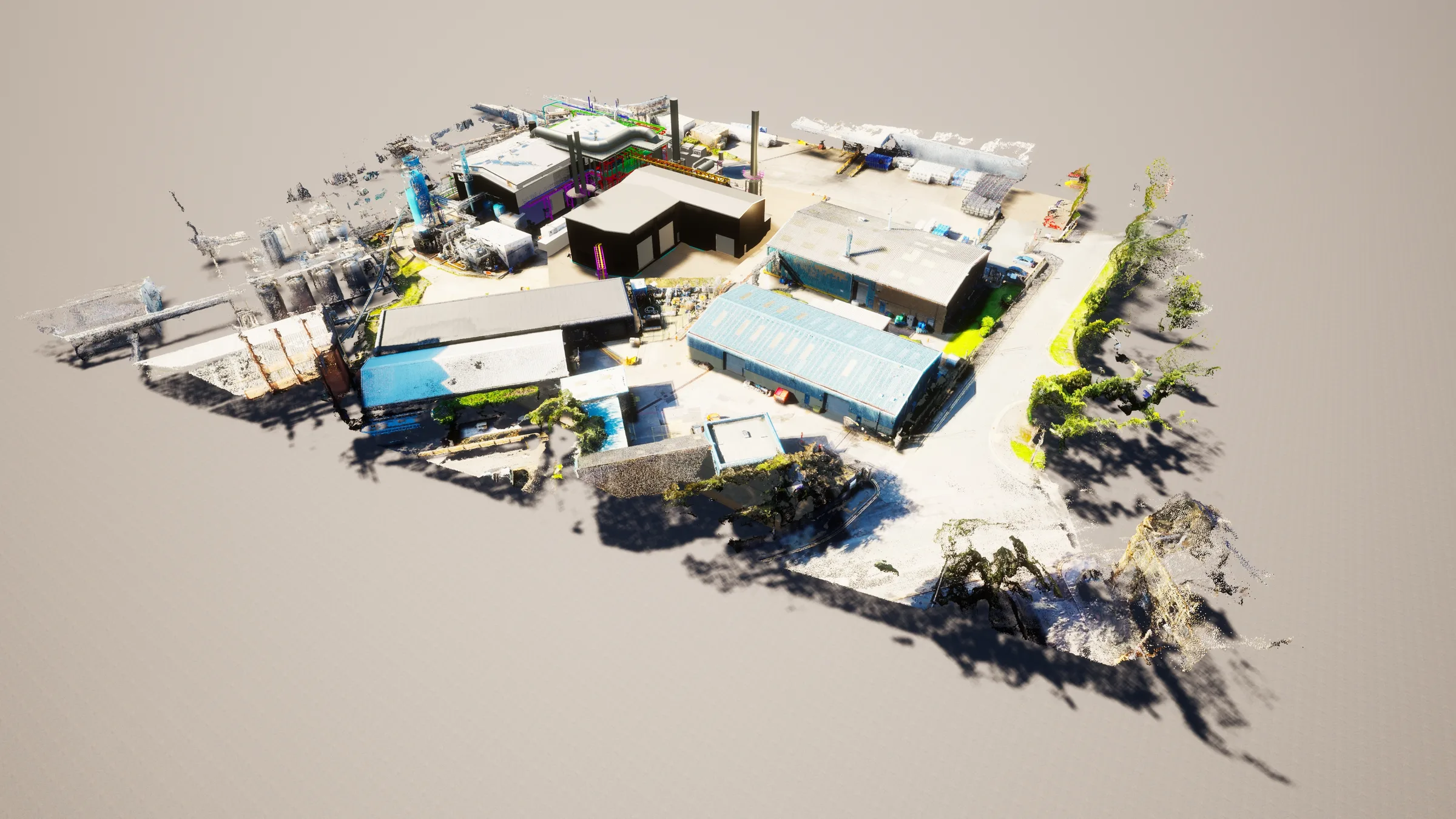 Aerial view of an energy processing plant