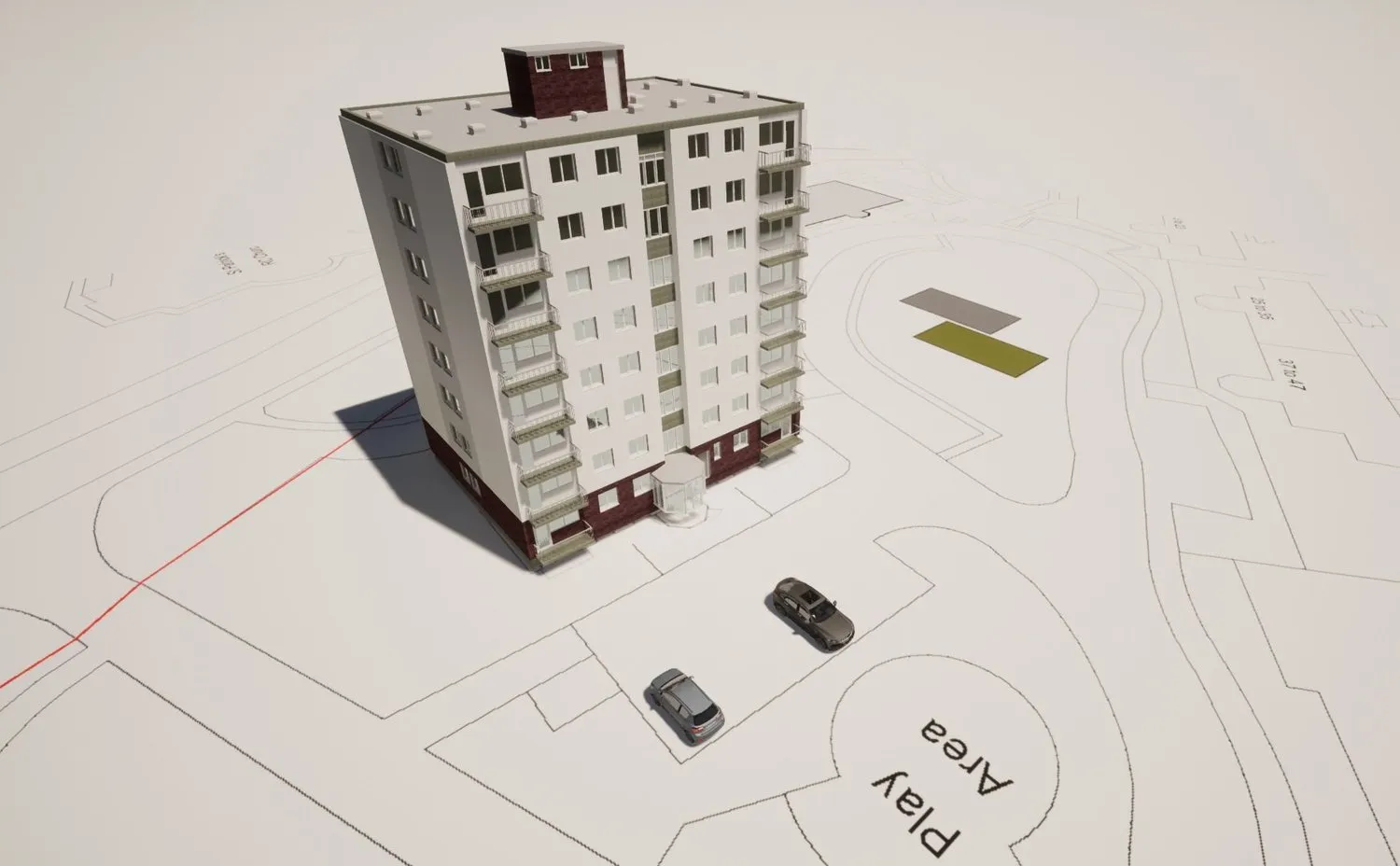 3D CAD model of a high rise apartment block
